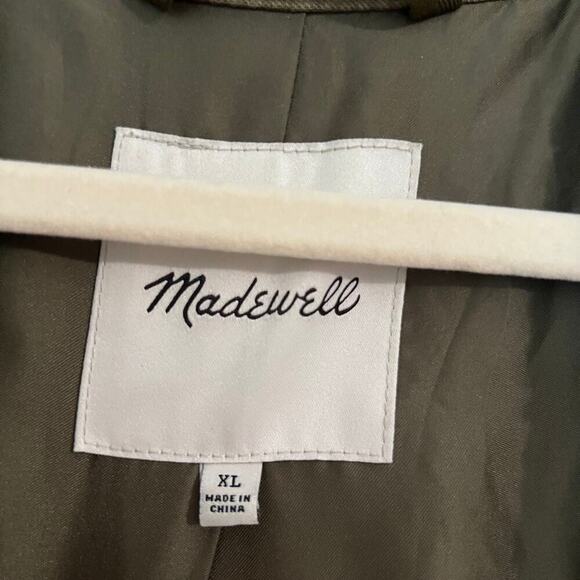 Madewell Hybrid Sherpa Jacket Olive Green Button Front Shacket Size XL - Picture 4 of 10